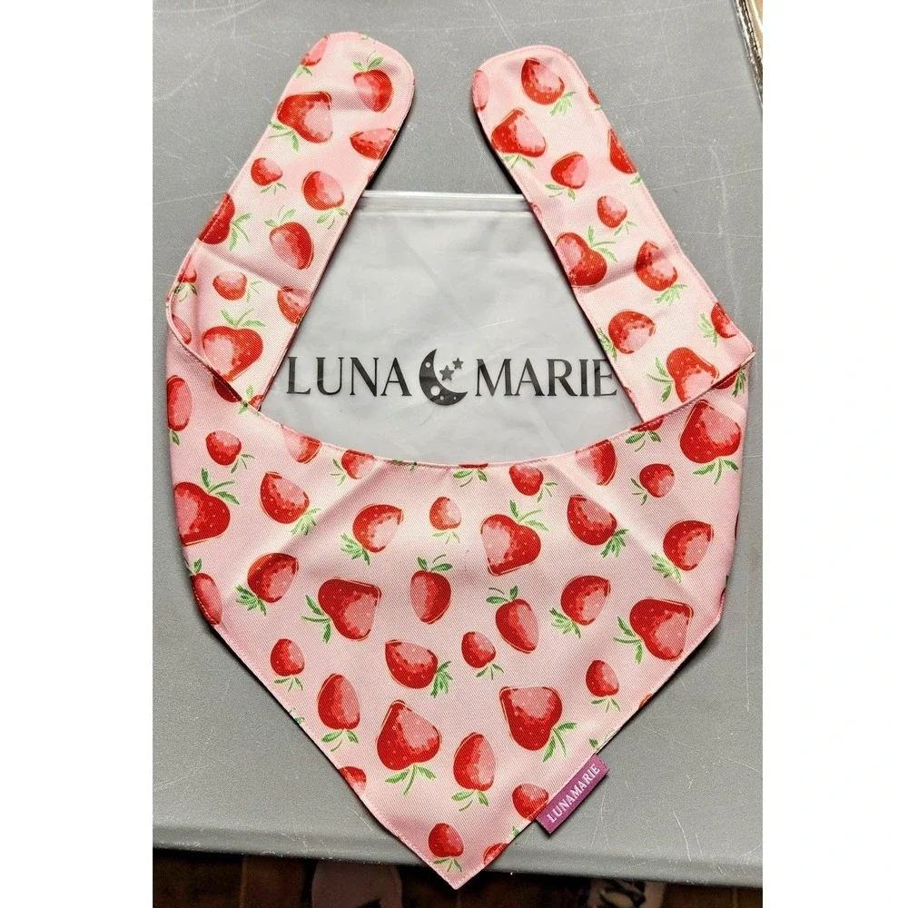 Luxury Dog/Cat Bandana - Premium & Silky Poly Fabric (Strawberry, Medium)